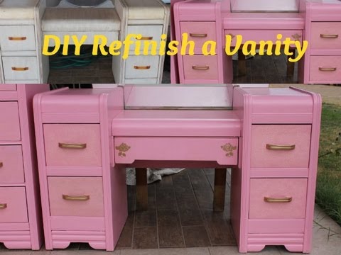 My Pink Vintage Vanity Before And After 2013 Youtube