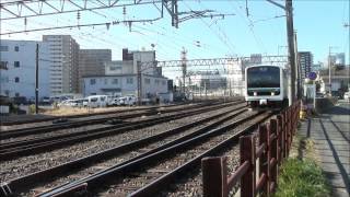 E657系特急スーパーひたち34号・E501系常磐線 水戸駅付近で離合@2013.1.19