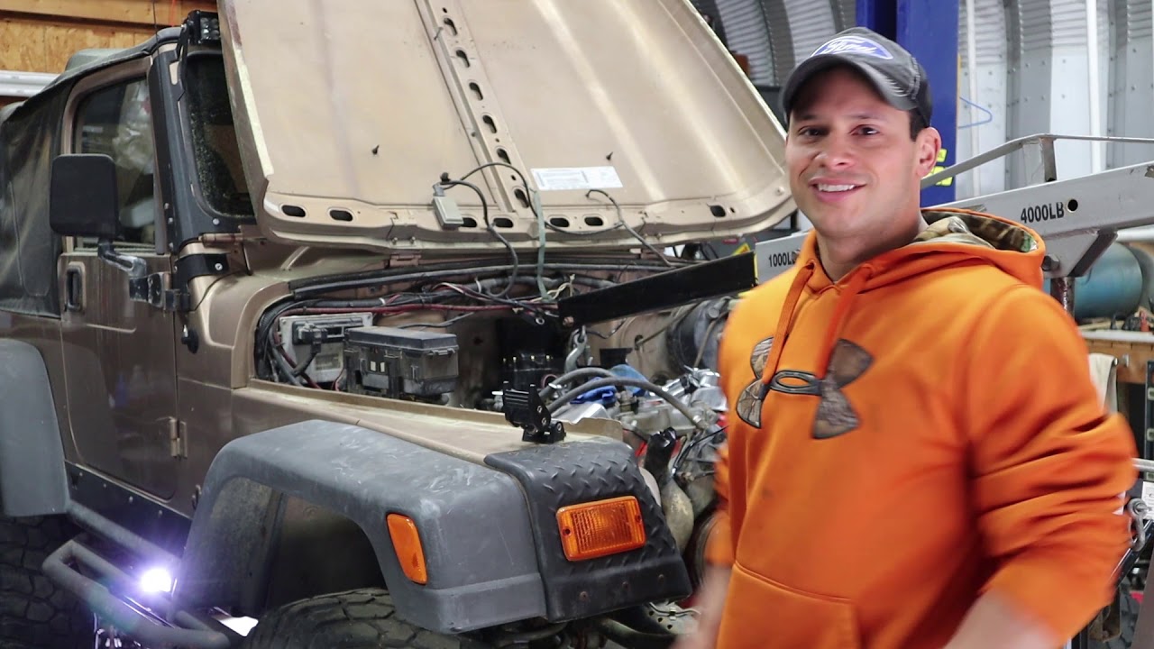 Jeep V8 Swap Engine Mount Mock Up!! 2000 Jeep Wrangler TJ Rebuild Part 2 -  YouTube