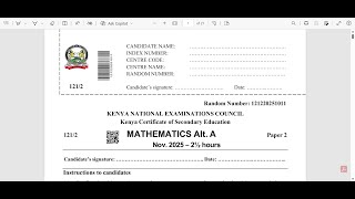 KCSE 2026 PREPARATIONS : KCSE 2025 MATHS PAPER 2 SECTION 2