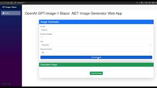 OpenAI GPT Image 1 Blazor  NET Image Generator Web App