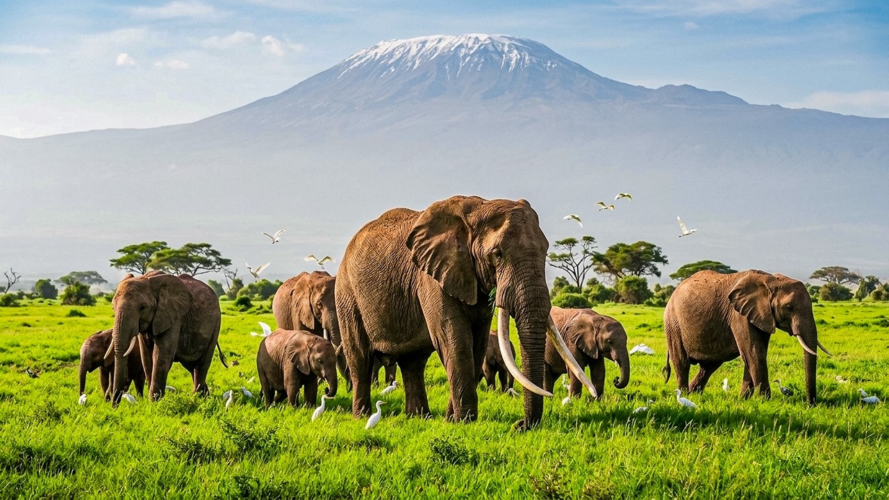 African Safari Scenic Wildlife Film 4K 🐘 Vibrant Savanna Landscapes with African Piano Music 🎶