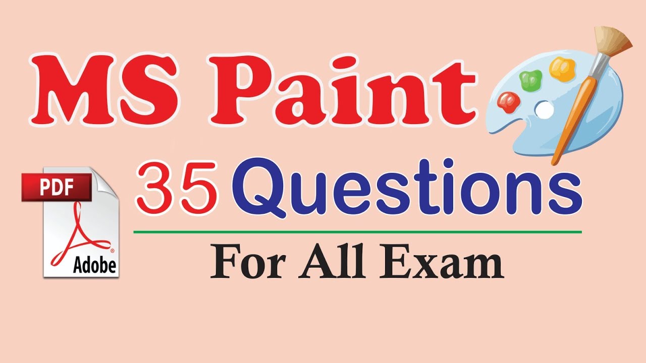 Paint Program Questions MS Paint Important Objective Question पेंट के कुछ महत्वपूर्ण प्रश्न New ...