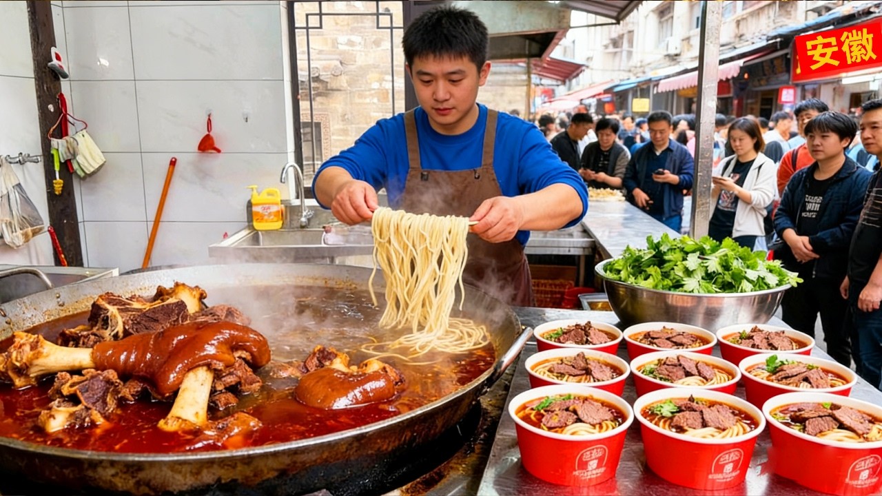 徽滁州小伙卖卤牛肉，128元一斤供不应求，招牌省级非遗羊肉面太香了#麦总去哪吃