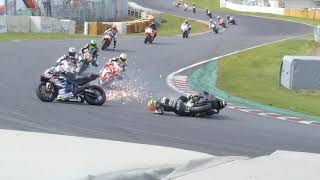 【追突事故】ST600赤旗だー! 全日本ロードレース選手権2021筑波大会race2 衝撃的バイク転倒クラッシュ Bike Crash Video