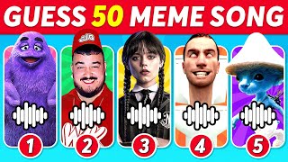 🔊Guess Meme Song 🎤 | 50 Meme Song | We Live, We Love, We Lie, Grimace Shake, Skibidi Toilet, MrBeast