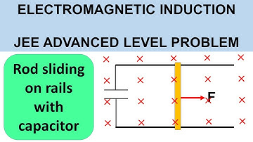 Electromagnetic Induction - Rod sliding on rails with a capacitor JEE advanced #motionalemf