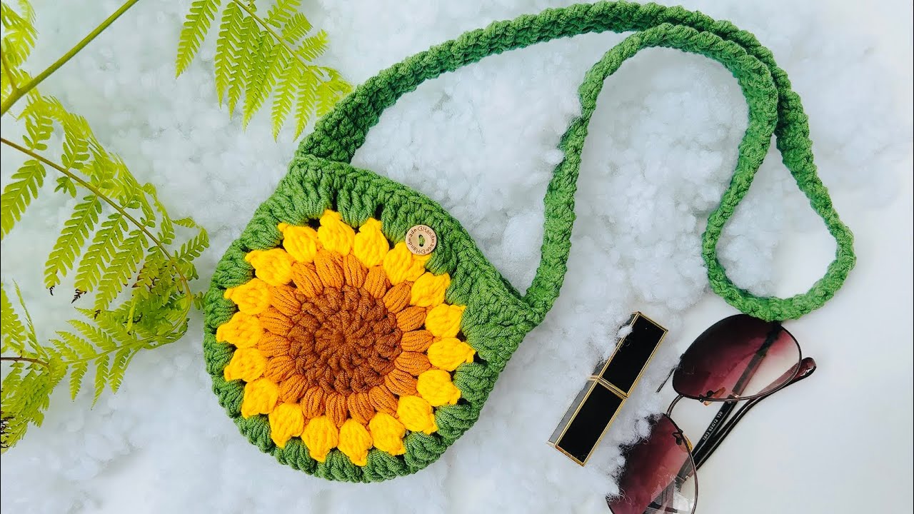 Crochet bag sunflowers || Hướng dẫn móc túi hoa hướng dương đơn giản nhất