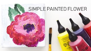 Pink Flower Starting With Yellow Paint? Simple Mixed Media Flower Canvas