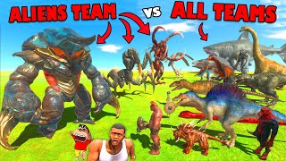 ALIENS TEAM vs ALL TEAMS of Animal Revolt Battle Simulator with SHINCHAN and CHOP