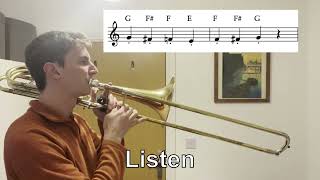 Beginner Trombone Practice: Slide Positions 1-4 (treble clef)