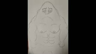 A no neck with muscles. pencil sketch. #funny #cartoony #muscles #gymrat #muscleman #weird