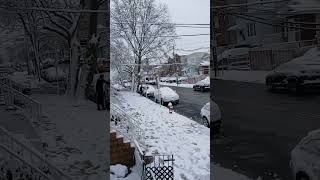First Snow Fall December 2024 in Jersey City New Jersey USA
