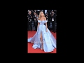 Elsa Hosk Light Sky Blue Off-the-shoulder High Slit Ball Gown 2017 Cannes Film Festival