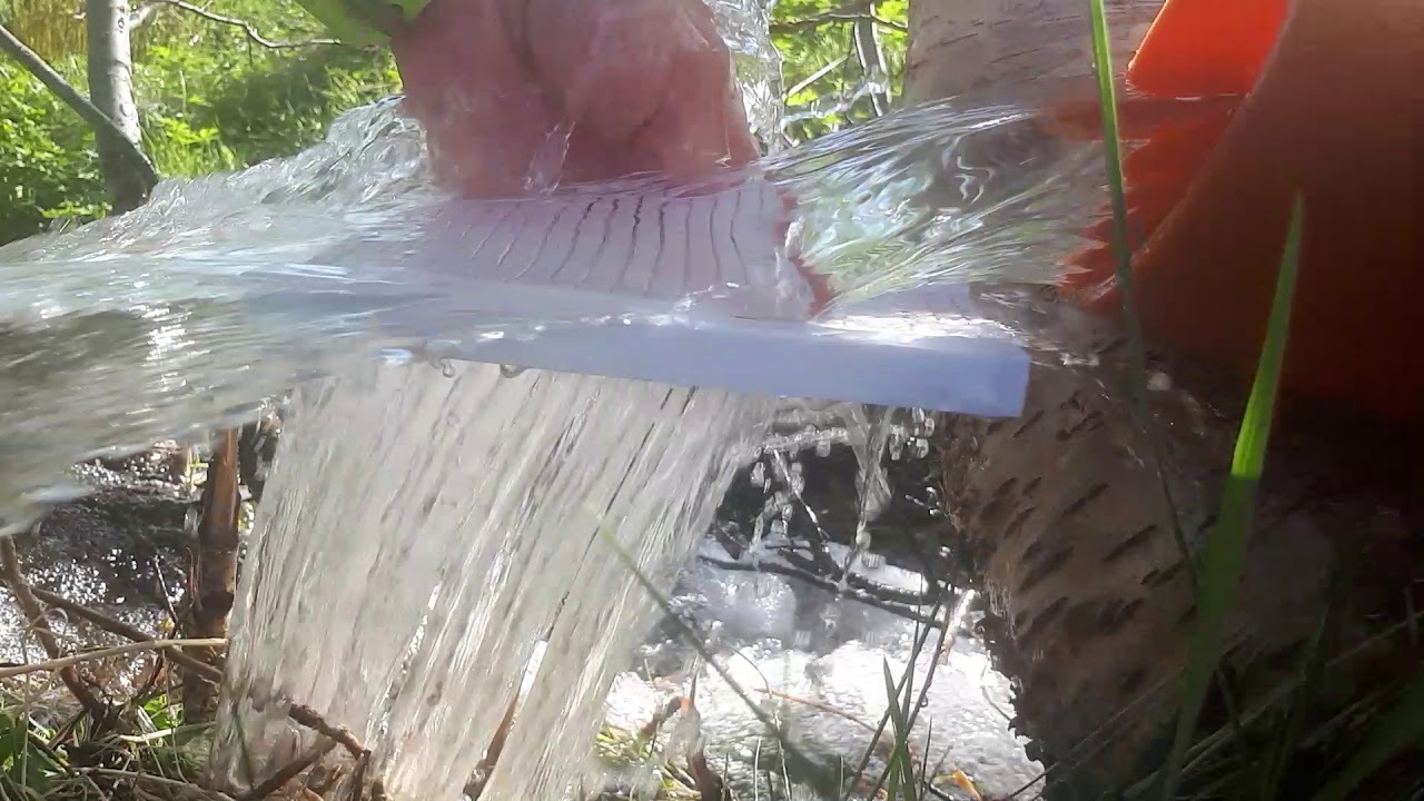 Initial test of 3D printed Coanda screen tile in our stream... - YouTube