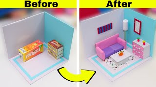 DIY Miniature House from waste matchbox and maaza box || Make dollhouse at home @Craftube4u