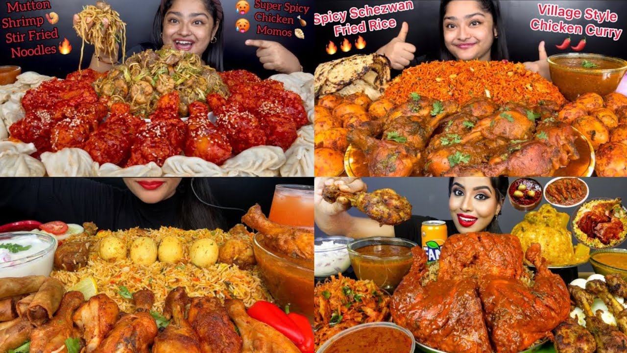 ASMR EATING LOTS OF CHICKEN LEG PIECE WITH BIRIYANI , NOODLES,EATING CHALLENGE #mukbang #asmreating 