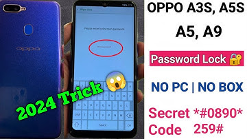OPPO A3S, A5S, A5, A9 Password Unlock || Without Pc (100% Working Code) Hard Reset _ 2024