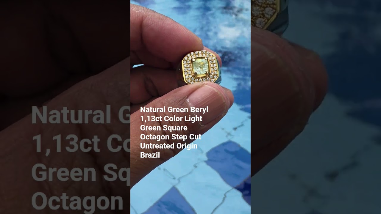 Natural Green Beryl 1,13ct Color Light Green Square Octagon Step Cut Untreated Origin Brazil