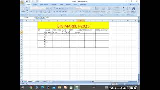 Big market excel Data entry