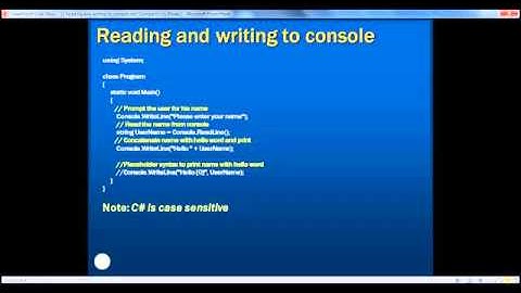 Part 2   C# Tutorial   Reading and writing to a console avi