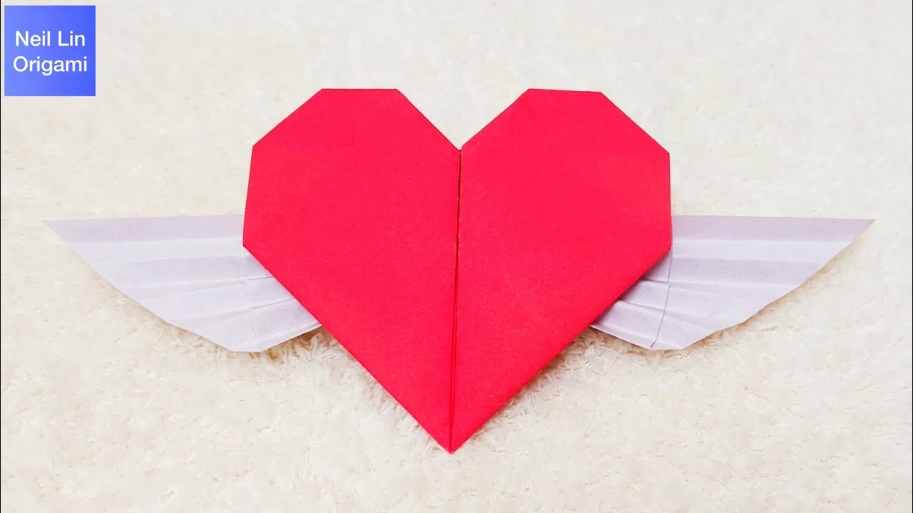How to Make Paper Heart With Wings for Valentine's Day - Origami Winged ...