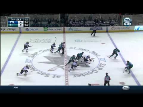 Kevin Shattenkirk epic pass wrist shot goal 4-2 St. Louis Blues vs SJ Sharks Jan 3 2015 NHL