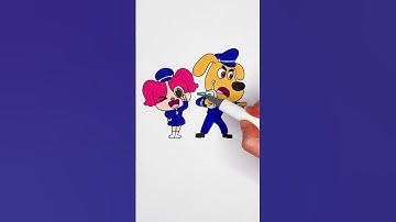 ⏪ Reverse Play 🚨 Sheriff Labrador & Papillion 🚓✨ #kids #glitter #art #cartoon #color #trending