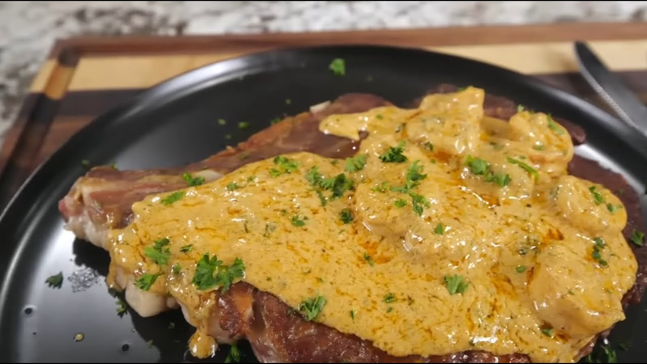 Steak in Creamy Cajun Shrimp Sauce YouTube