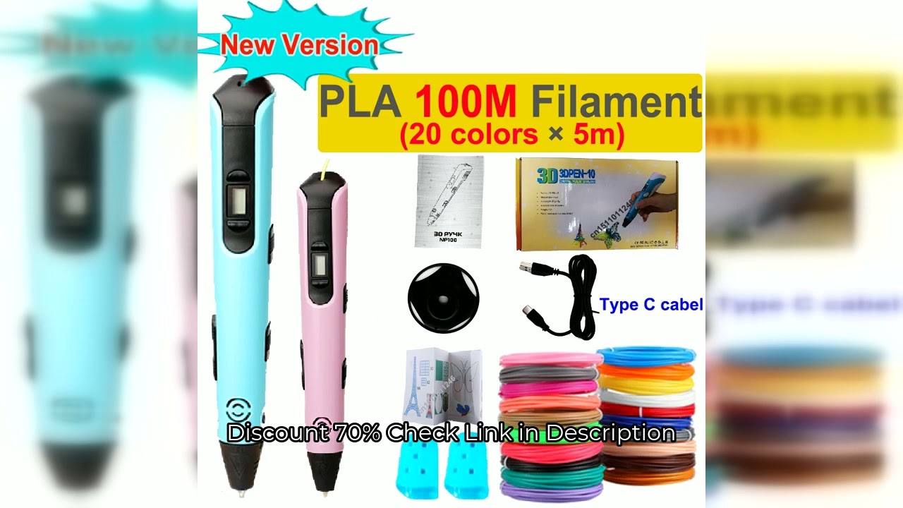 New 3D Printing Pen LCD Display Screen 1.75mm ABS/PLA 0.7mm Diameter Material Kids DIY Drawing Pen C