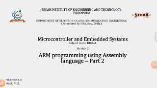 ARM Microcontroller and Embedded system - ARM programming  | 18CS44 | 17EC62 | Veeresh H
