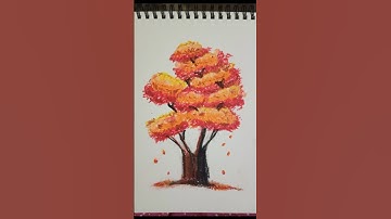 🌳 Beautiful Tree Drawing with Oil Pastels | Nature Art for Beginners #short @kajal_artzone