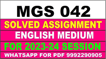 mgs 042 solved assignment 2023-24 | mgs 42 solved assignment in english 2024 | mgs 42 2024