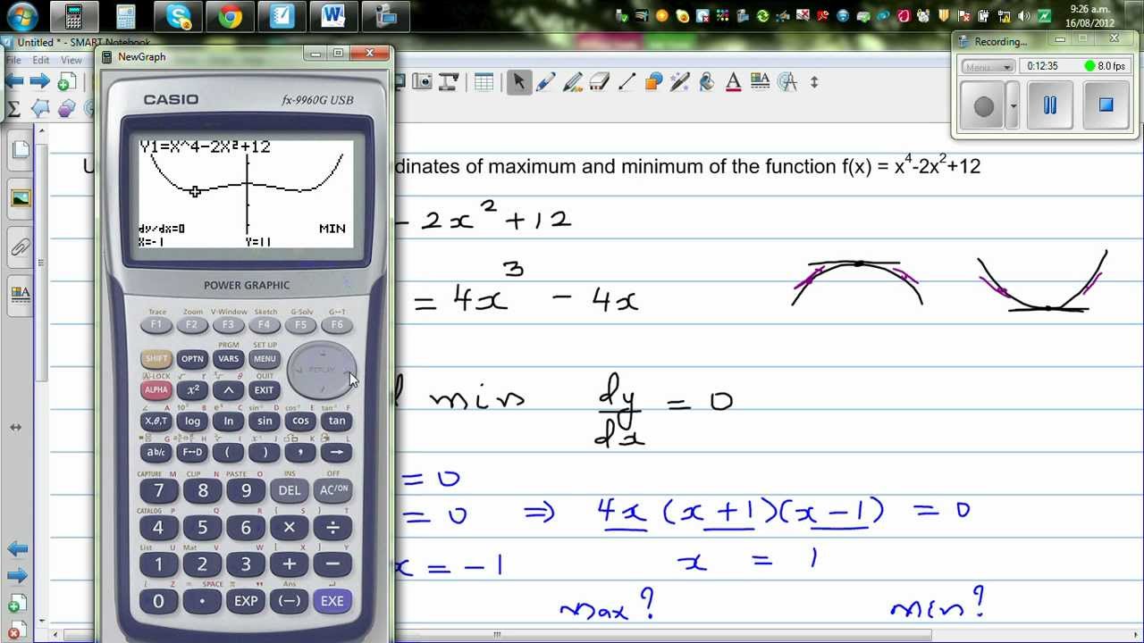 Finding the maximum, minimum and point of inflection using calculus