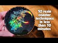 10 Resin Coaster techniques in 10 minutes | Resin coaster compilation