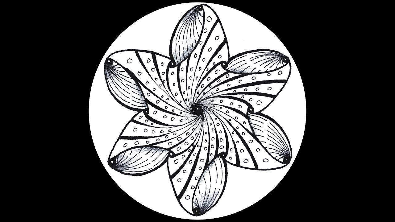 Step by Step Zentangle flower Drawing Tutorial Zen Moment - YouTube