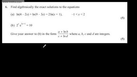 q6 Core 3 C3 Edexcel June 2013 Past Paper A2 maths standard paper