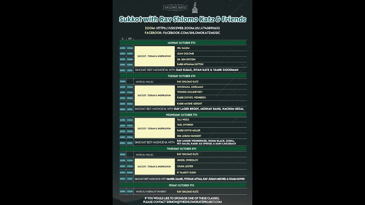 Monday - Chol HaMoed Torah and Conversation