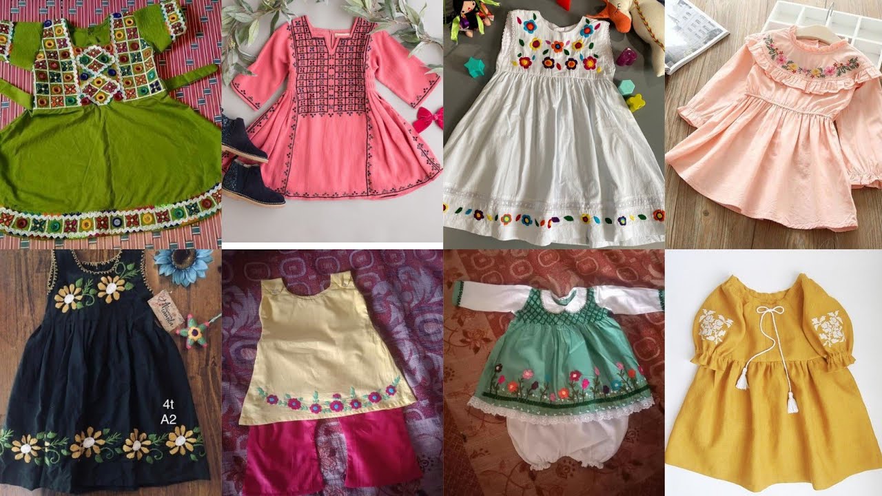 Baby girl hand embroidery frock designs 2022/ easy baby girl hand
