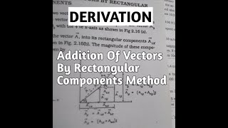 Addition Of Vectors By Rectangular Components Method || Derivation