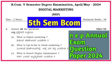 5th Sem Bcom ( Digital Marketing  ) N E P Annual Exam Question Paper 2024