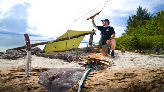 Desafío de SUPERVIVENCIA - Cazando y Cocinando una MANTARRAYA con Arco y Flech