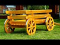 4K Обзор декоративной телеги из дерева, wood wagon for flower pots