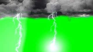 Thunder Storm Lightning With Clouds Green Screen