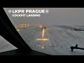 Boeing 737-800 | SNOWY Cockpit Landing at Prague | Evening Landing, Pilot&#39;s View [4K]