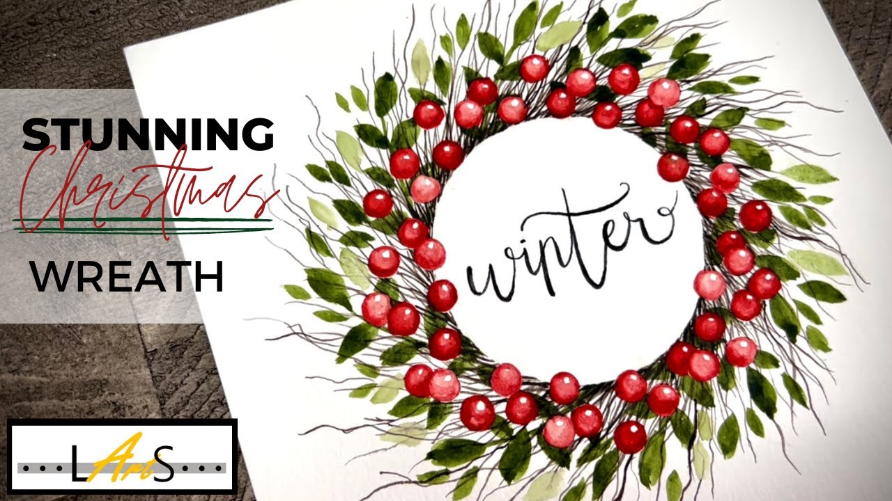 Christmas Watercolor Painting! How to Paint a STUNNING Berry Wreath ...