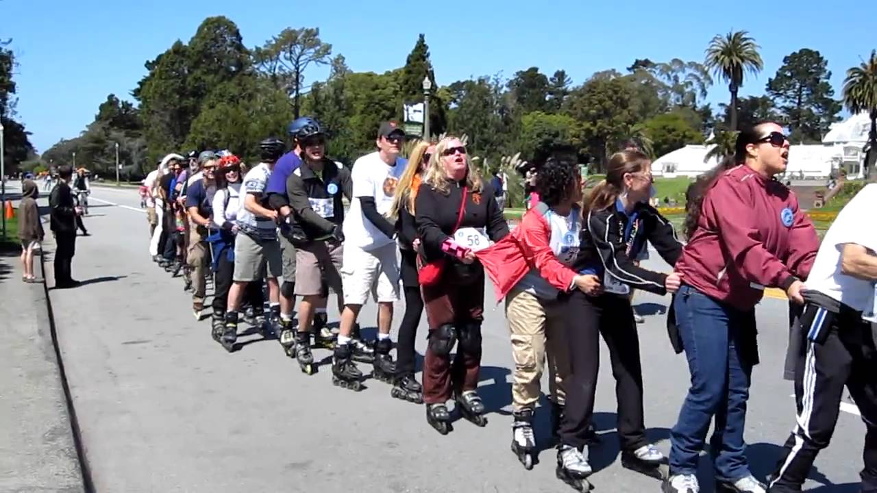 Longest Chain of Inline Skaters World Record Attempt Golden Gate Park