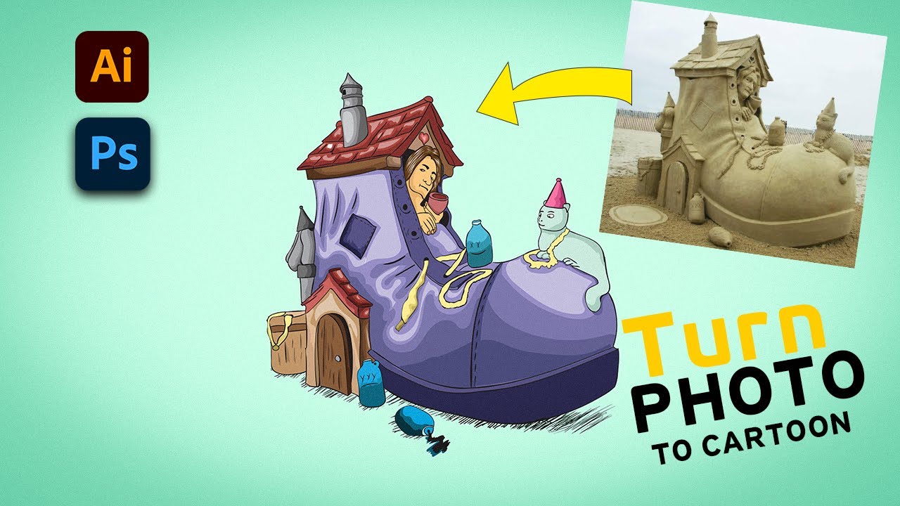 Turn photo to cartoon adobe illustrator YouTube