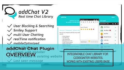 addChat Overview - Codeigniter Integratable Chat Library