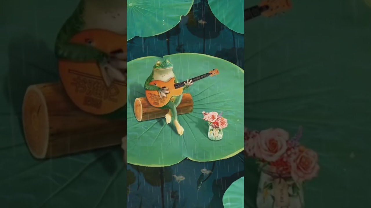 frog play a guitar | 
